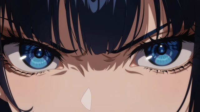 Intense anime female eyes close up showing anger determination and dramatic emotion in detailed illustration