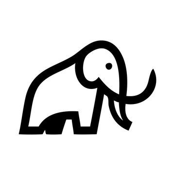 Logotipo con dibujo sencillo con l&iacute;neas de un mamut de perfil 