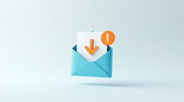 Icono de sobre de notificaci&oacute;n de correo electr&oacute;nico como un objeto f&iacute;sico flotando en el aire