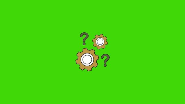 Problem Solving Gears with Questions Green Screen Video
