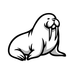 Logotipo con dibujo sencillo con líneas de una morsa  © teracreonte