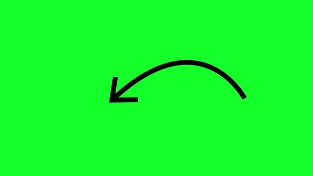 Professional black arrow animation with green screen background in 4K UHD, designed for call to action cues, tutorials and digital presentations