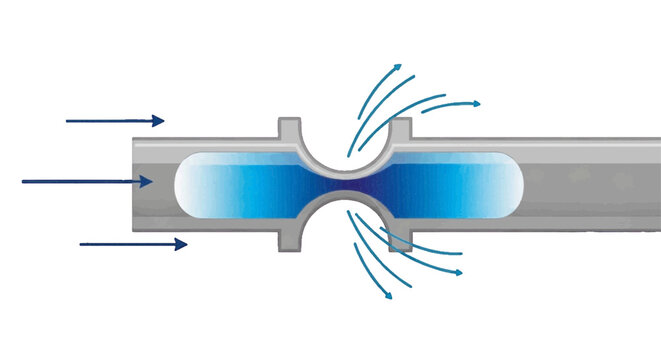 Vector illustration of venturi effect illustration showing fluid flow through a constricted pipe
