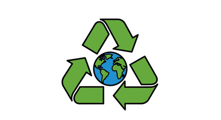 Obraz premium Green Recycling Symbol With Earth.