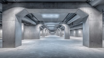 Fototapeta premium Minimalist Concrete Structure with Modern Architectural Design, Ideal for Abstract Backgrounds and Industrial Concepts