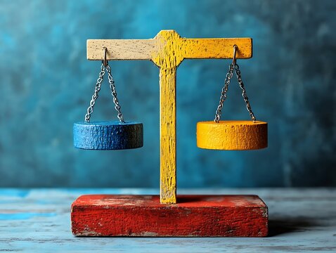 Symbol of Balance: A finely crafted scale, symbolizing the delicate interplay of decisions and equilibrium, standing prominently. The scale exudes a sense of fairness, harmony.