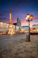 Linz, Austria. Cityscape image of main square of Linz, Austria at sunset.
