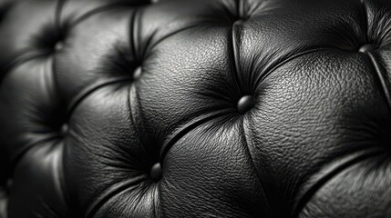 Fototapeta premium Close-up of black tufted leather upholstery background