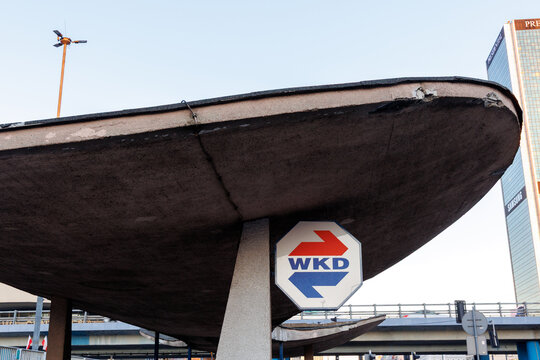 Warsaw, Poland - November 7, 2025: Entrance to WKD station on a Warszawa Srodmiescie station in Warsaw city
