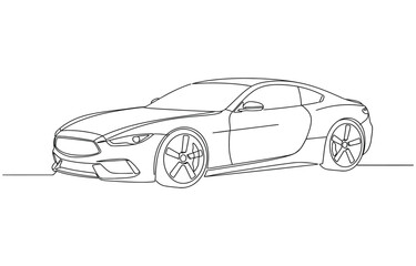 Obraz premium Continuous one line of a luxury car, sleek minimalist design about money and materialism.