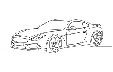 Obraz premium Continuous one line of a luxury car, sleek minimalist design about money and materialism.