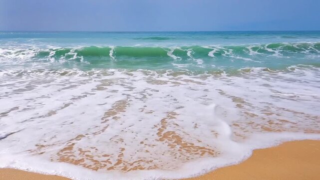 Atlantic ocean, front view of crashing waves on the beach, HD video footage, seamless loop