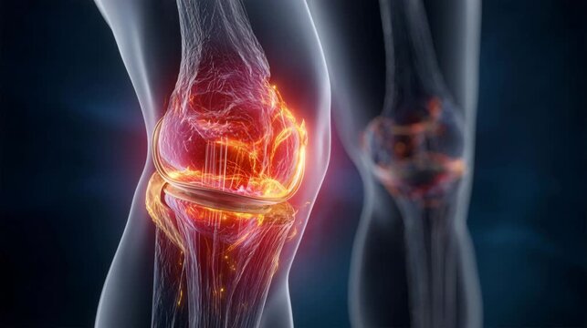 Glowing Human Knee Joint Anatomy