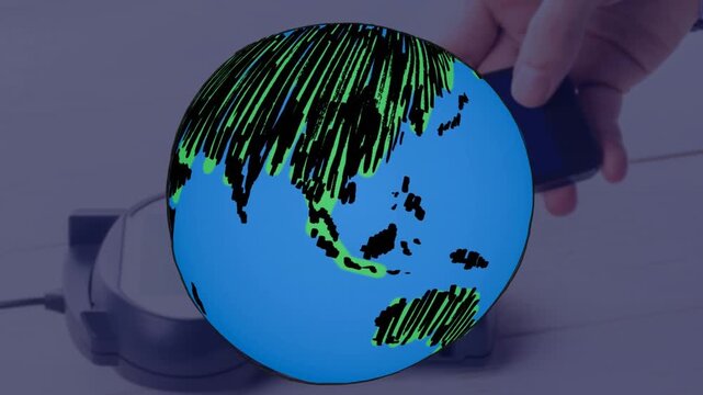 This video is a digitally generated video of an earth globe against a green background