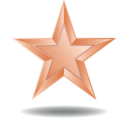 Obraz premium A shiny copper colored star with a drop shadow on a white background