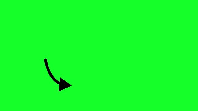 Minimal black arrow motion graphic isolated on green screen in ultra HD 4K, perfect for navigation guides, explainer videos and clean overlay projects