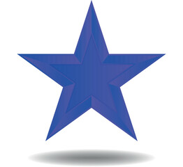 Obraz premium A blue star icon with a drop shadow on a white background