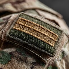 Fototapeta premium Military Patch on Camouflage Uniform