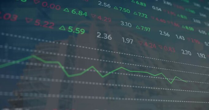 Animation of data processing and binary coding on green background