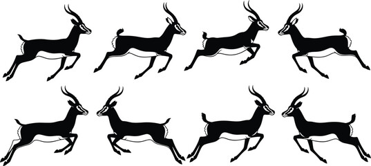 Wild animal black silhouette vector set, elephant lion giraffe rhino monkey collection, forest wildlife, cad drawing flat vector illustration, flavector. © Robiul