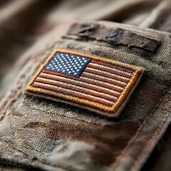 Fototapeta premium Military Patch on Camouflage Uniform