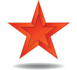 Obraz premium A large red star with a drop shadow on a white background