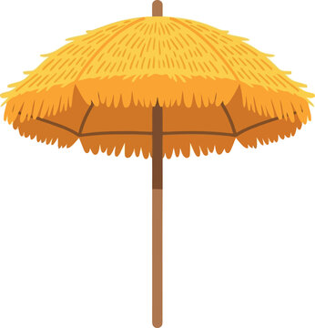 Vector illustration of tropical straw beach umbrella isolated on white background for summer vacation design
