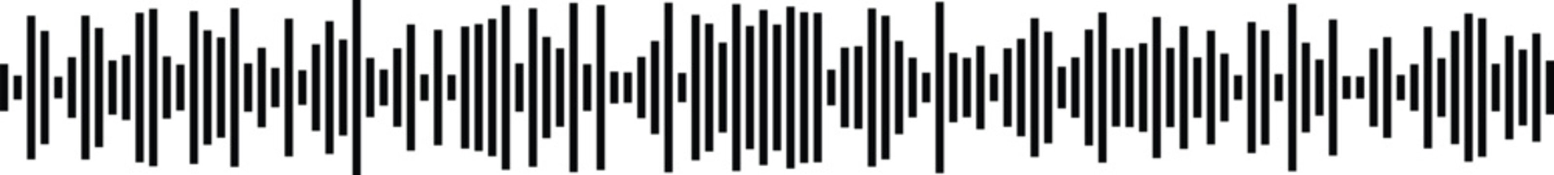 A black and white sound wave on a white background