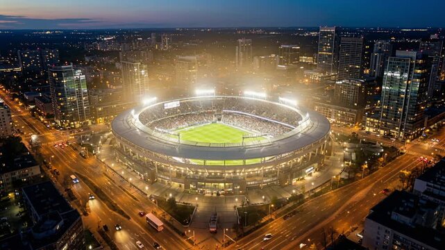 Crowded sports arena radiates excitement and vibrant energy tonight