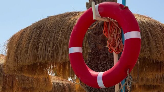Lifeguard Station Featured Amid Sunny Beach Environment With Safety Gear And Relaxed Mood