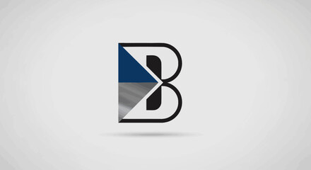 Modern Letter B Logo Design with Geometric Shapes and Blue Accent © difka