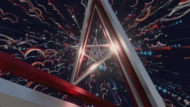 Seamless loop of an abstract patriotic USA star tunnel for award ceremonies and news broadcasts, VJ sets, high-tech club visuals,  electronic music festivals, stage screens and for LED video walls