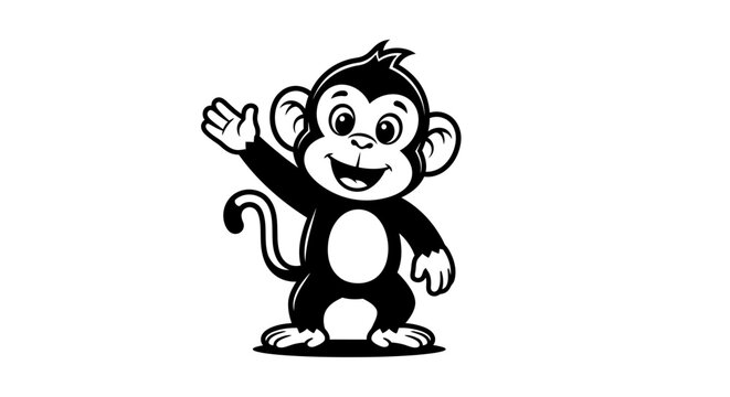 Monkey cartoon character waving hand 1.