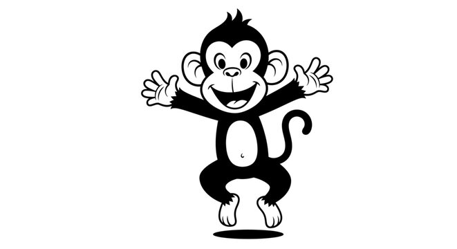 Monkey cartoon character with hands up 1.