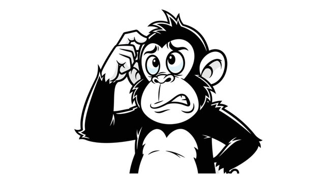 Monkey scratching head in confusion.