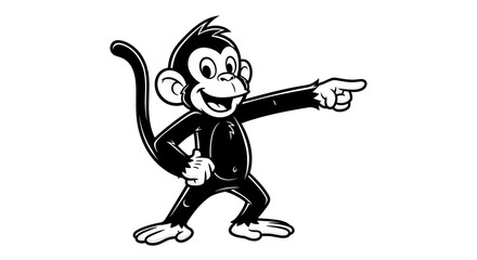 Smiling monkey in black outfit pointing. © Muhamad