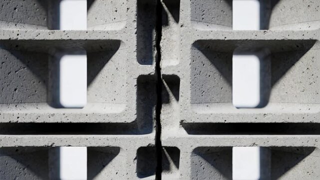 Central seam revealing frayed edge while light shifting shadows across hollow cores, aiding design