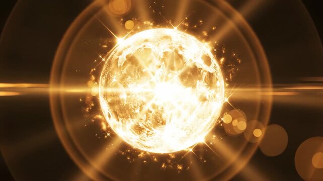 A radiant sun isolated on a transparent background blazes with light and a dramatic sun glare overlay.