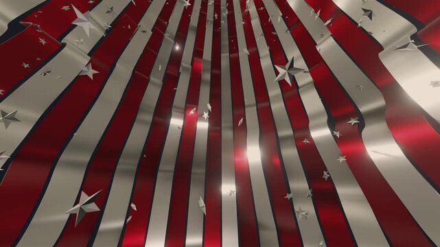 Modern geometric 4k looped video background inspired by the USA flag for political events and broadcasts, VJ sets, high-tech club visuals,  electronic music festivals, stage screens and for LED video 