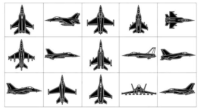 Silhouettes of Modern Fighter Jets Collection