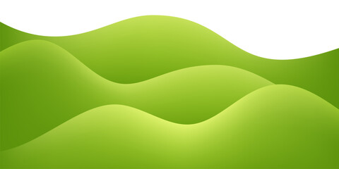 Obraz premium Green hill, field, grass background. Abstract landscape backdrop. Green layered curved shapes on light backdrop. Minimal modern nature vector illustration.