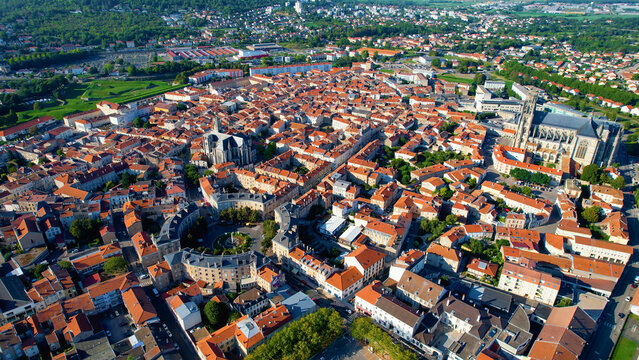  Aerial view beside the old town of the city toul in France on a sunny summer afternoon. 