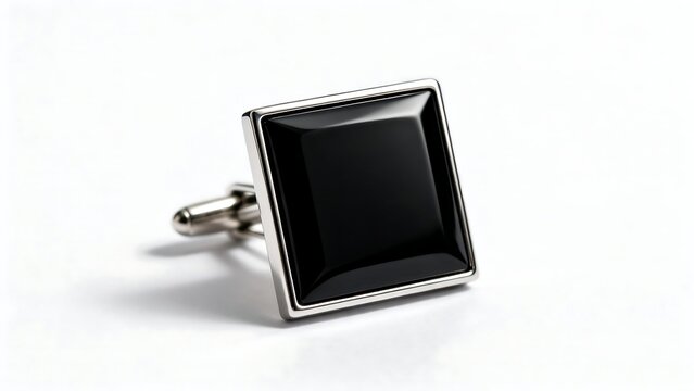 Square cufflink with black stone