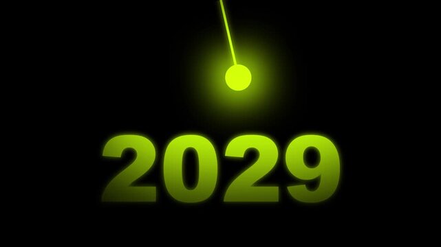 Glowing Light Bulb Illuminating 2029 on Dark Background &ndash; Futuristic New Year Innovation, Vision, Success and Business Growth Concept ,  Innovation 4k animation video..