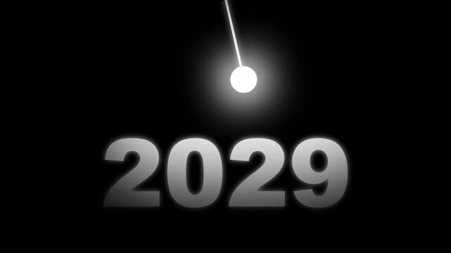 Glowing Light Bulb Illuminating 2029 on Dark Background &ndash; Futuristic New Year Innovation, Vision, Success and Business Growth Concept ,  Innovation 4k animation video..