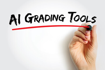 Fototapeta premium AI Grading Tools handwritten with red underline, symbolizing artificial intelligence applications in automated education systems, analytics, assessment, and smart feedback tools