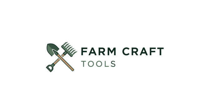 Farm tools logo with shovel and rake.