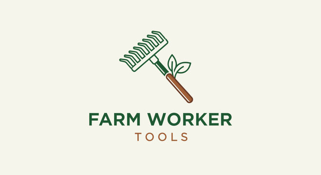 Farm worker garden rake tool.