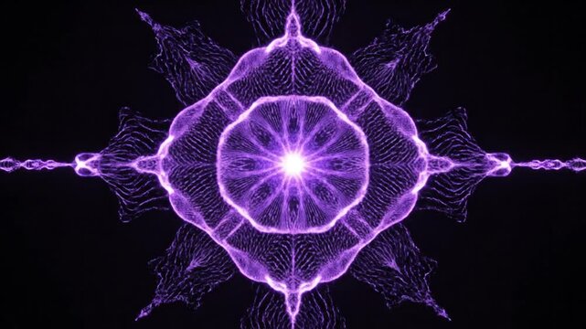Abstract purple flower design on black background digital art visual
