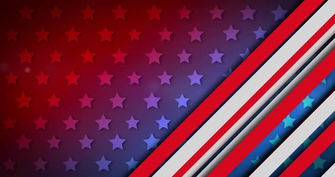 Animation of stripes and stars coloured with flag of usa